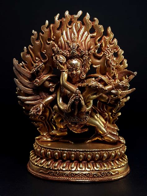 Statue Of Vajrakilaya Dorje Phurba Heruka Full Gold Plated Fine