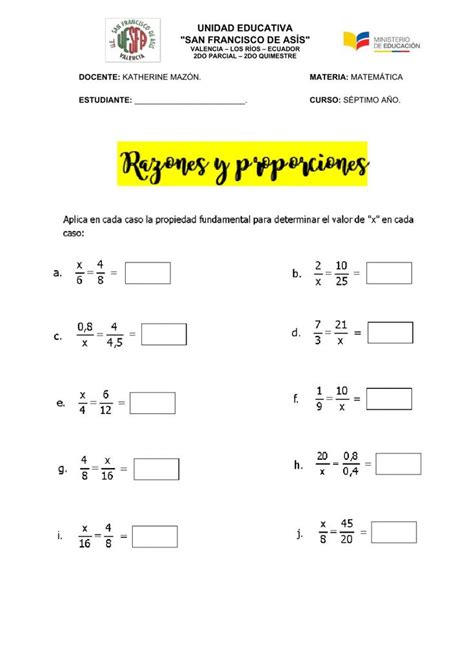 Propiedad Fundamental De Las Proporciones Worksheet Estrategias De