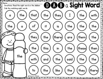 Fry S St Sight Words Dab A Sight Word By Creative In Primary