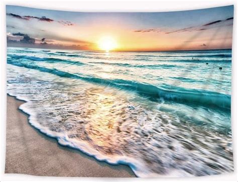 Ulticool Doorkijk Strand Zee Palmboom Hangmat Wandkleed Poster