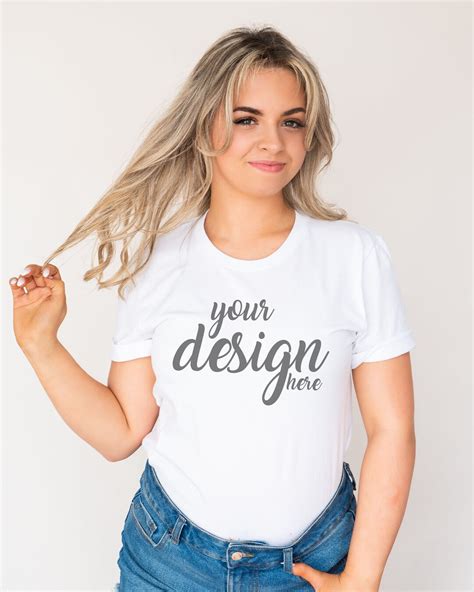 White Bella Canvas 3001 Shirt Mockup Modern Tshirt Mock Up Etsy