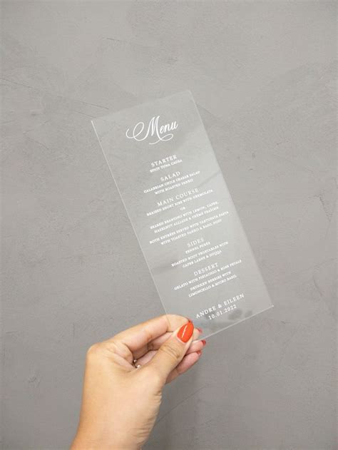 Clear Acrylic Menu Cards Clear Or Frosted Acrylic Menus Or Thank You