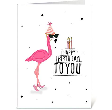 Flamingo Birthday Card Birthday Flamingo Digital Card Etsy