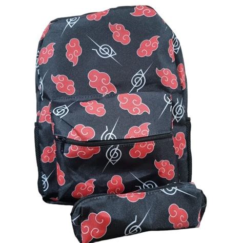 Mochila E Estojo Naruto Anime Simbolo Akatsuki Nuvem Vermelha Maneki