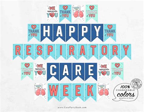 Happy Respiratory Care Week Banner Printable Instant Download Editable Bunting Respiratory