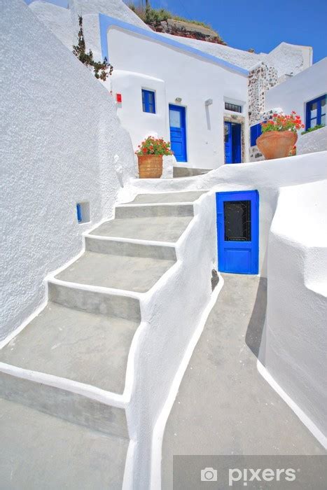 Naklejka Tradycyjny Dom W Oia Wsi Na Wyspie Santorini Grecja PIXERS PL