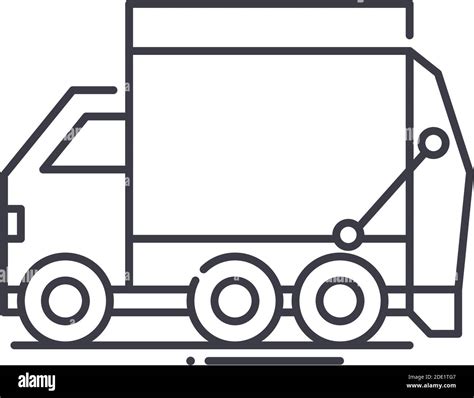 Garbage Truck Icon Linear Isolated Illustration Thin Line Vector Web