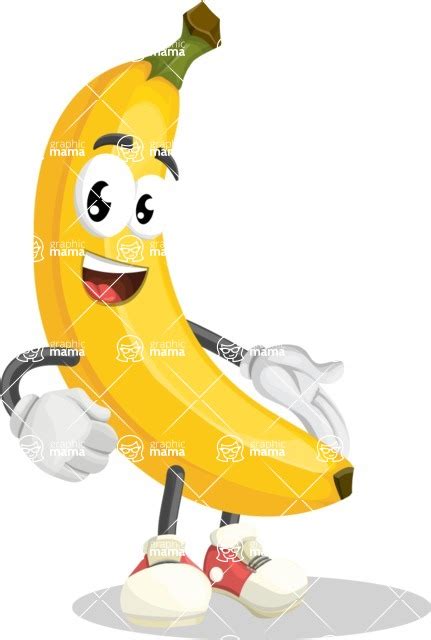 Cute Banana Cartoon Vector Character Showing With A Hand Graphicmama