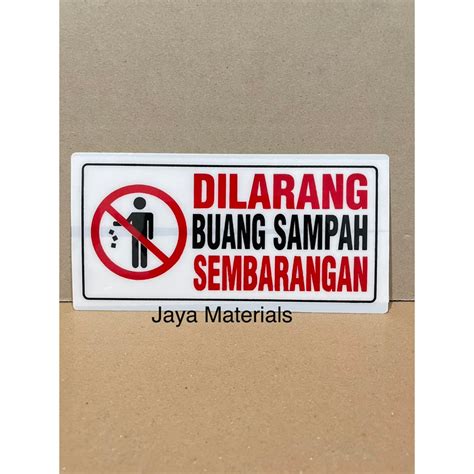 Jual Tempelan Dinding Sticker Sign Board Tulisan Dilarang Buang Sampah