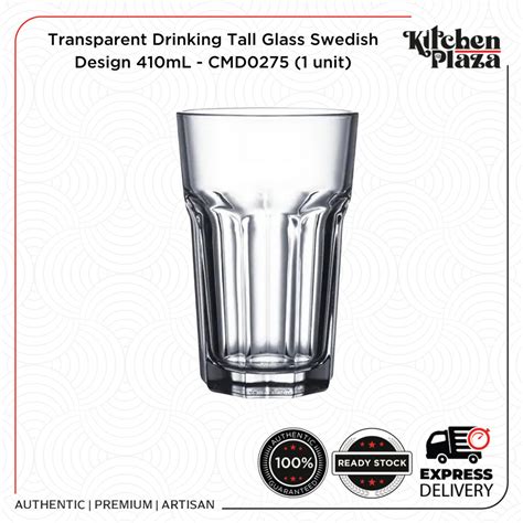 Transparent Drinking Tall Glass Swedish Design 410ml Cmd0275 1 Unit