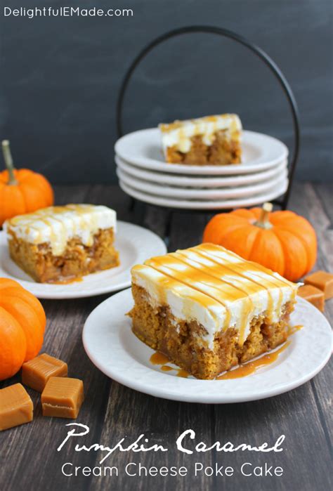 Irresistible Pumpkin Caramel Cream Cheese Poke Cake