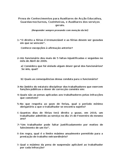 Prova De Conhecimentos Para Assistente Operacional