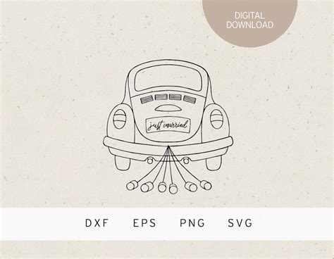 Plotter File Wedding Car Just Married Svg Dxf Png Etsy