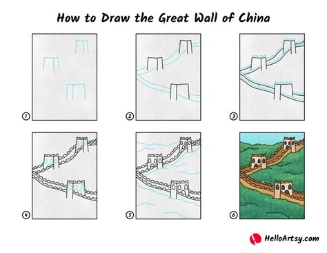 How To Draw The Great Wall Of China Helloartsy