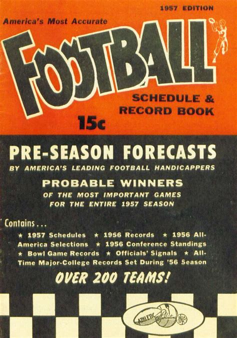 Football Schedules And Record Book 1945 1961 Sports Publication