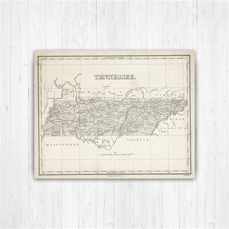 Map of Tennessee | Canvas map art, State map print, Tennessee map