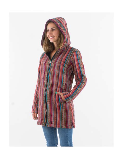 Manteau Long Femme En Coton Népalais Intérieur Polaire