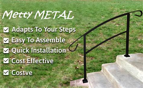 Metty Metal Outdoor Stair Railing White Handrails For Outdoor Steps