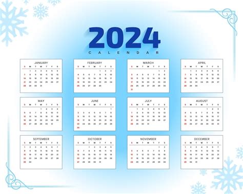 Vektor Neues Jahr 2024 Englischer Kalender Vorlage Design Vektor