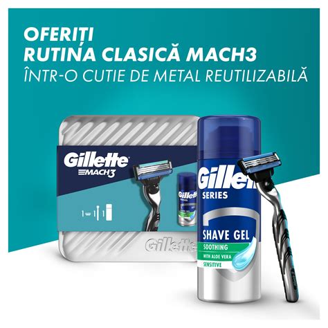 Set Cadou Gillette Mach Aparat De Ras Gel De Ras Cu Efect Calmant