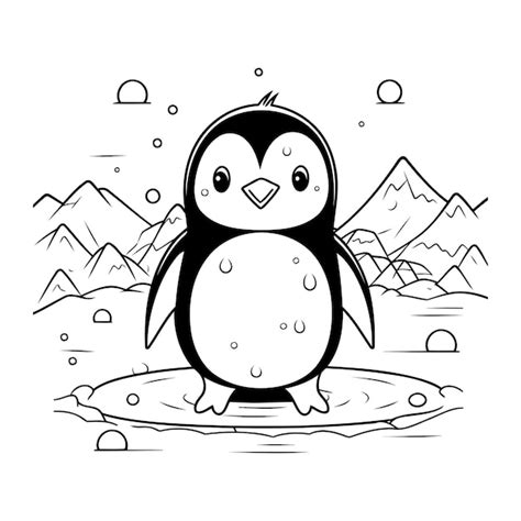 Pingouin Mignon Sur Glace Illustration Vectorielle Pour Livre De