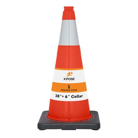 Xpose Safety 28 Inch Orange Traffic Cones With 6 Collar Multipurpose