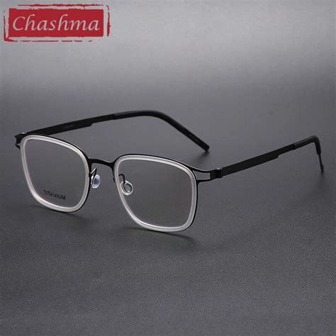 Chashma Ottica Unisex Full Rim Square Acetate Titanium Eyeglasses 9912