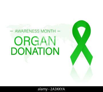 Realistic Green Ribbon Medical Symbol Of Lymphoma Liver Organ