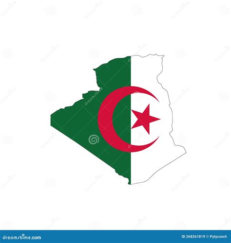 Algeria National Flag In A Shape Of Country Map Stock Vector