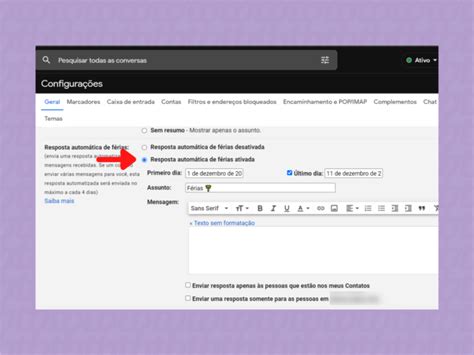 Como colocar resposta automática no Gmail Aviso de férias