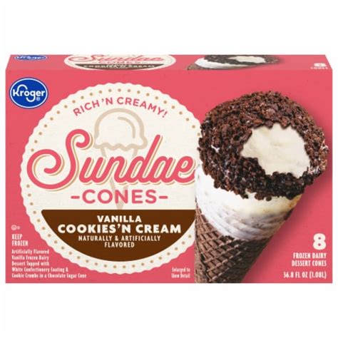 Kroger® Cookies And Cream Frozen Dairy Dessert Cones 8 Ct Kroger