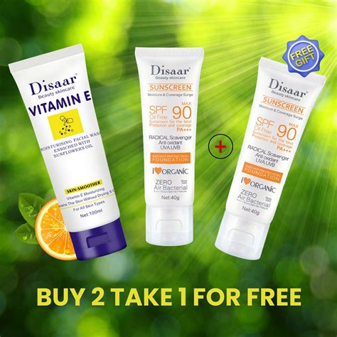 Buy 2 Take 1 Disaar Vitamin E Moisturizing Facial Foam Disaar Spf 90 Sunscreen Get 1 Disaar