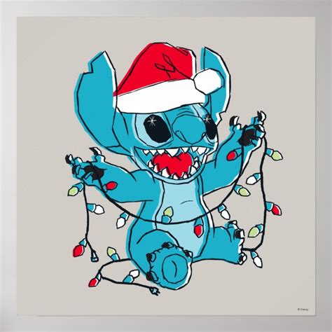 Stitch Christmas Lights Poster Zazzle