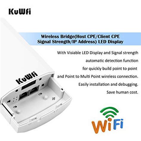 GetUSCart KuWFi 2 Pack 300Mbps Wireless Outdoor CPE Kit Point To Point