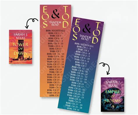 Tog Tandem Read Guide Bookmark Empire Of Storms And Tower Of Dawn Throne Of Glass Series Sarah J