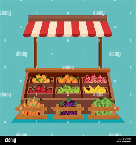 Natural Shop Of Fresh Fruits And Vegetables Stock Vector Image And Art