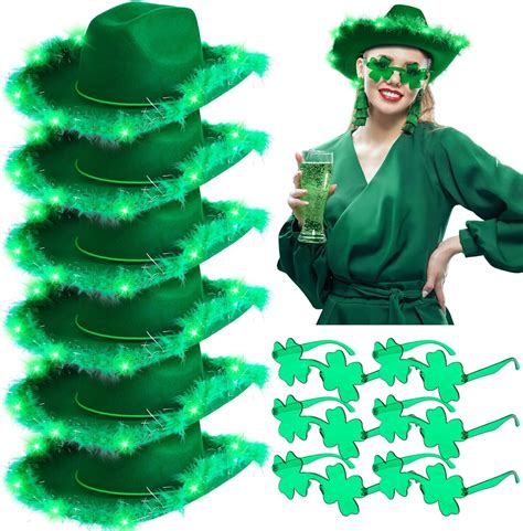 Amazon Syhood 12 Pcs St Patrick S Day Cowgirl Hats With Glasses