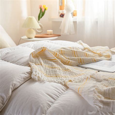 Cotton Muslin Throw Blanket - Yarn-dyed stripes – Simple&Opulence