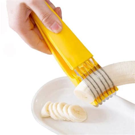 Stainless Steel Banana Slicer Fruit Cutter Cucumber Chopper Salad Blade