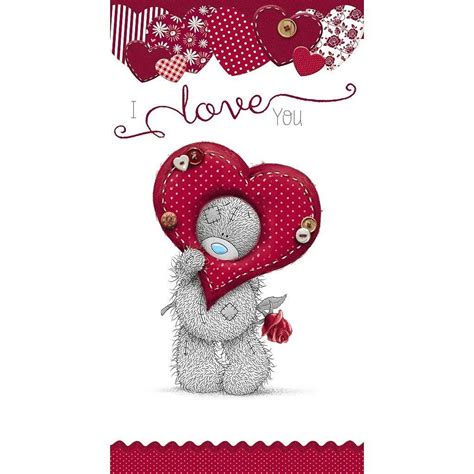 I Love You Tatty Teddy Looking Through Heart Valentines Day Card