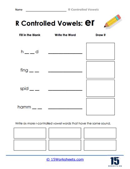 R Controlled Vowels Worksheets 15