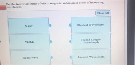 Solved Put The Following Forms Of Electromagnetic Radiation