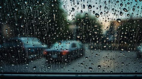 Premium Photo | Rain drops on a window with a car in the background