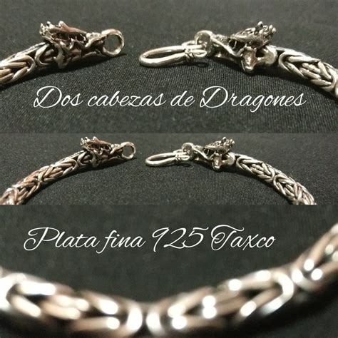 Platafinataxco Pulso Pulsera Plata Fina Caballero Bali Dragones