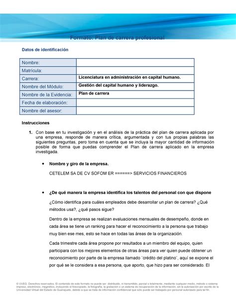 Plan de carrera Nombre del Módulo Gestión del capital humano y