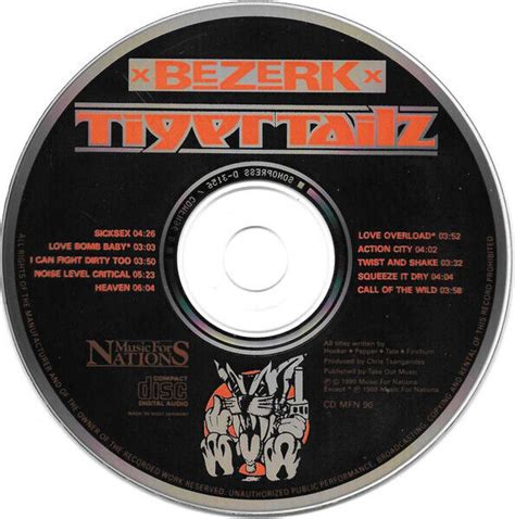 Tigertailz Bezerk Original Firstpress Rar Cd Ebay