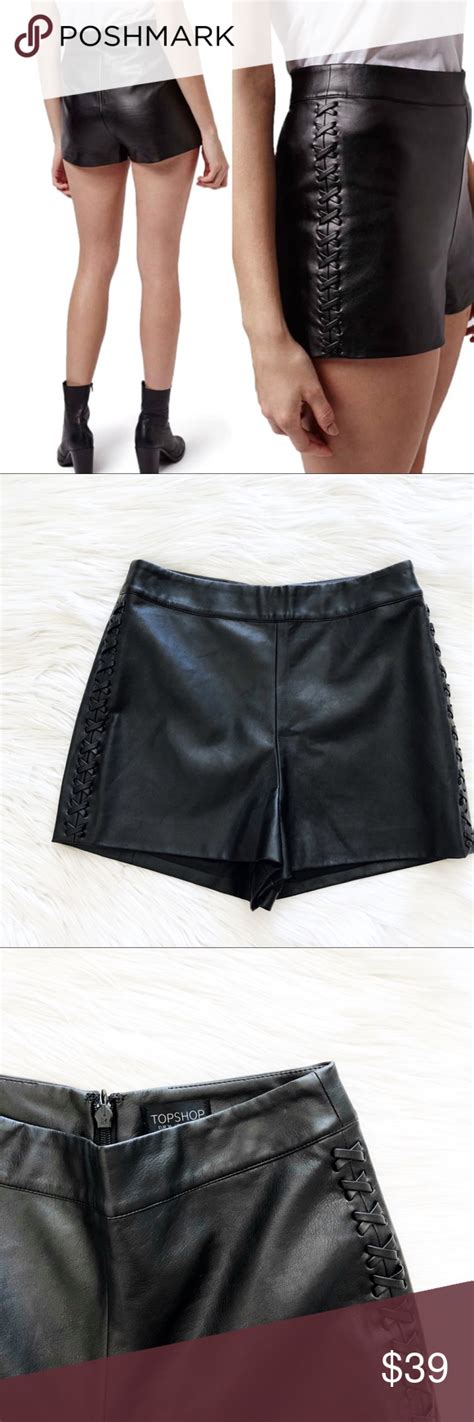 Topshop High Waist Faux Leather Shorts Leather Shorts Topshop