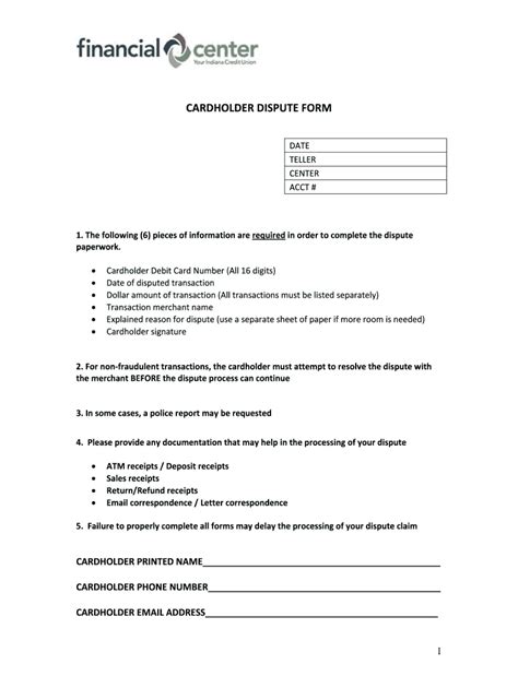 Fillable Online Cardholder Dispute Form 2013doc Fax Email Print Pdffiller