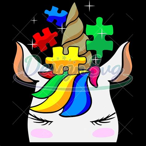 Autism Awareness Unicorn With Puzzle Piece PNG DesignSVG