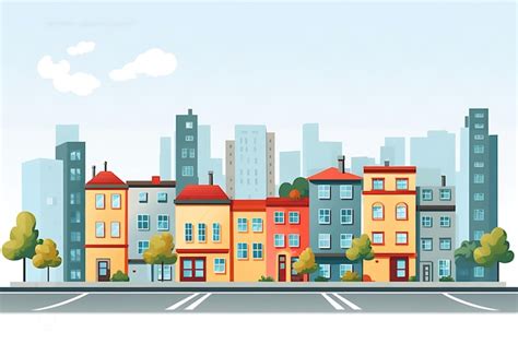 Premium Vector Cartoon City Scene Houses Modern Style